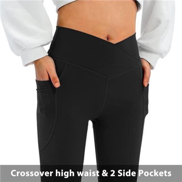 Women's Flare Leggings with Pockets - Picture 5 of 7